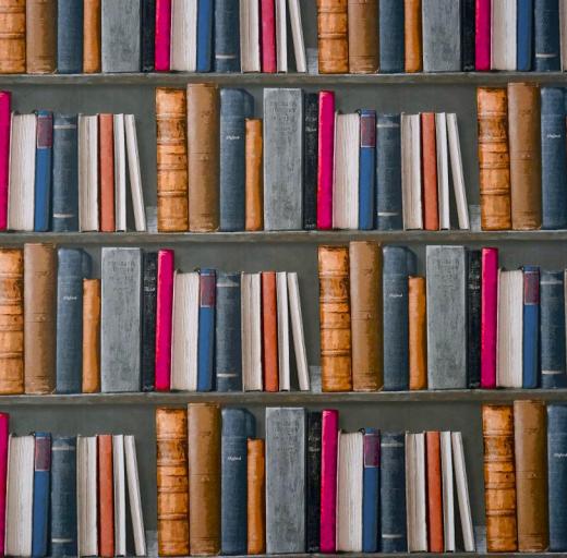 Plaatje van boeken in een bibliotheek