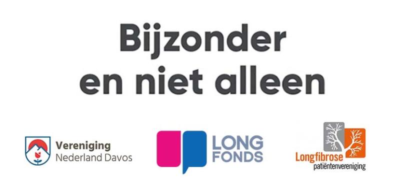 Drie logos'van samenwerkende organisaties: VND, longfibrose patiëntenvereniging en Longfonds