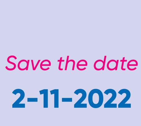 Afbeelding met datum 2 november 2022, save the date